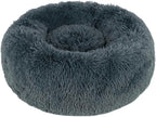 Best Pet Supplies Round Dog Bed with Reversible Pillow, Luxuriously Soft Machine Washable Dog Bed for Small and Medium Breeds - Dark Gray 26" x 22" x H:6.4"
