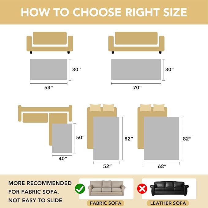 H.VERSAILTEX Non Slip Pet Couch Cover Chenille Dog Bed Protector Thick Soft Sofa Slipcover Pet Friendly Washable Couch Cushion Covers for Pets (68" x 82", Sea Foam)
