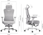 Hbada P5 Ergonomic Office Chair, Desk Chair with Adjustable Lumbar Support and Height, Comfortable Mesh Computer Chair with Footrest 2D Headrest, Swivel Tilt Function White