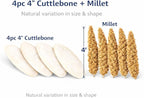Farm to Feathers™ Bird Economy Millet & Cuttlebone Bundle – USA Grown Millet Sprays for Parakeets, Budgies, Cockatiels, Finches & Canaries – 9oz (Pack of 1) + 4” Cuttlebone (4 Pack)