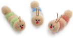 Jumpaws Interactive Natural 3 PK Catnip Toy, with Rattle, Bite Resistant, for All Ages Indoor Cat, Soft Caterpillar Toys, Fluffy Kitten Toy