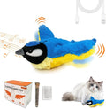Interactive Flapping Bird Cat Toy with Catnip, Touch Activated Rechargeable, Musical Sound (can Turn Off), Satisfy Cat's Natural Huting Instinct, Soft Plush Washable Cover (Blue)