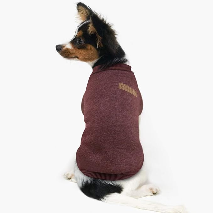 Idepet Pet Dog Classic Knitwear Sweater Soft Fleece Dog Coat Soft Thickening Warm Pup Dogs Shirt Winter Pet Dog Cat Clothes Puppy Customes Clothing for Small Dogs (L, Brown)