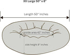Organic Cotton Canvas Dog Bed: Removable Cover, Natural Fill - Made in USA (Gray, XX Large 50" x 8" inches)