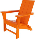 Costaelm Folding Adirondack Chairs, Outdoor Patio Adjustable Lawn Chairs, Weather Resistant Outside Firepit Chairs for Porch, Poolside, Garden, Backyard Deck, Orange