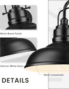 zeyu Black Gooseneck Barn Light, Modern Outdoor Wall Light Fixtures, Barn Light for Garden Garage, Matte Black Finish, 016-1BL BK