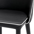 ZURI Jillian Black with White Piping Leatherette Bar Stool with Stainless Steel Base