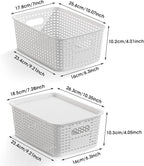 Plastic Storage Basket with Lids 12 Pack Stackable Storage Bins Containers with Lid, Decorative Storage Boxes for Organizing Shelves, Drawers, Playroom, Classroom, Office, Closet, White