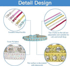 2 Pack Cat Collar Rhinestone Bling Cute Cat Collars Accessories for Pet Collars Adjustable Ideal for Girl Cats Male Cats(Silvery Gold)