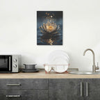 Zen Lotus Canvas Wall Art Mystical Lotus Bloom in Water Aesthetic Pictures Wall Decor Modern Meditation Spiritual Painting Print Framed Artwork Decorations Gifts for Yoga Spa Room Bathroom 12"x16"