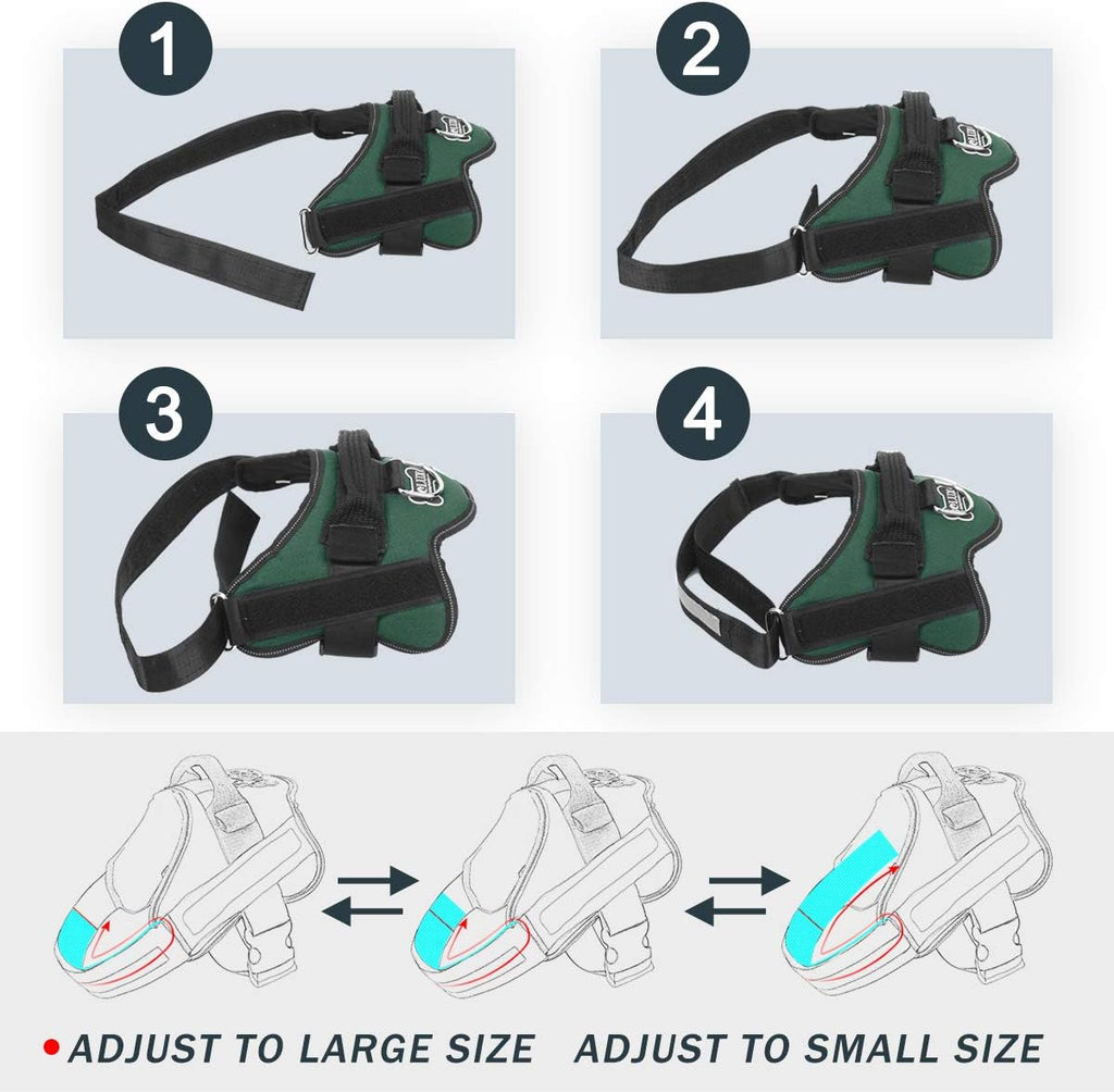 Bolux Dog Harness, No-Pull Reflective Dog Vest, Breathable Adjustable Pet Harness with Handle for Outdoor Walking - No More Pulling, Tugging or Choking (Dark Green, M)