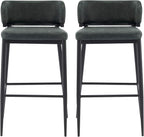 Christopher Knight Home Ebany Barstools Set of 2, Metal Frame Counter Stools, Upholstered Kitchen Chair, Curved Back Support Bistro Chairs, 30" H Island Stool for Dining Kitchen Cafeteria, Dark Green