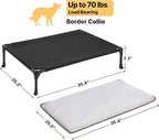 Veehoo Outdoor Elevated Dog Bed with Washable & Waterproof Cushion, Cooling | Medium Raised Dog Cot with Removable Cover, Brethable Mesh, Orthopedic Pet Bed for Indoor & Outdoor, 35" x 25", Dark Grey