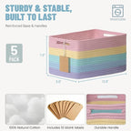 5 Pack Rainbow Woven Storage Baskets for Shelves, Decorative Toy Baskets Organizer for Kids Room, Nursery, Playroom, Classroom – Colorful Cotton Rope Toy Storage Bins for Organizing & Decor