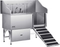 VEVOR Professional 304 Stainless Steel Dog Bathing Station, 61 inch Pet Grooming Tub w/Anti-Slip ramp, Storage Drawer, Cold Hot Faucet Showerhead for Large & Medium & Small (Right Door, with Drawer)