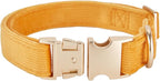 Soft Cotton Dog Collar with Metal Buckle Adjustable Heavy Duty Comfy Corduroy Collars for Small Medium Large Dogs,Orange,Large
