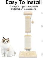AGYM Cat Scratching Post for Large Cats, Cat Scratcher for Indoor Cats Adults, Sturdy Sisal Scratch Post to Protect Furniture, 32 Inch, Beige