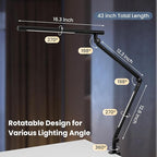 Pak LED Desk Lamp with Clamp, 18W Dual Light Architect Desk Light, Adjustable Swing Arm RGB Light Sensor Switch, Eye-Caring 4 Modes Stepless Dimming Table Lamp for Home Office Reading Study Gaming