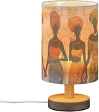 Bedside Lamp African American Black Womens Basket Table Lamp with USB Port Wood Base for Living Room,Bedroom,Nightstand,Office 214a5266