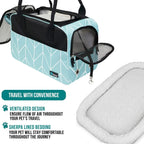 PetAmi Dog Purse Carrier for Small Dogs, Airline Approved Soft Sided Pet Carrier with Pockets, Ventilated Dog Carrying Bag for Puppy Cat, Dog Travel Supplies Bag, Sherpa Bed, Max 12 lbs, Chevron Teal