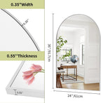 BEAUTYPEAK 24"x36" Arch Bathroom Mirror, Wall Mounted Vanity Metal Frame Mirror for Bedroom, Entryway, Living Room, Silver