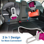 SlowTon Dog Seat Belt, Adjustable Dog Safety Belt Leash, 2 in 1 Latch Bar Attachment Dog Car Seatbelt with Elastic Nylon Bungee Buffer, Reflective Nylon Belt Tether (FU)