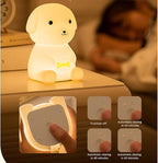 Puppy Night Light for Adults Kids,Kawaii Dog Lamp 7 Colors & 2 Brightness 20/40min Timer,Soft Silicone Night Light Rechargeable Light Table Lamp Bedside Lamp,Room Decor Gifts for Boys Girls
