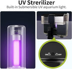 8W Aquarium Filter Hang on U-V Fish Tank Filters Quiet 4 in 1 Double Waterfall Fiter for up to 45 Gallon Tanks, 215 GPH Adjustable Flow