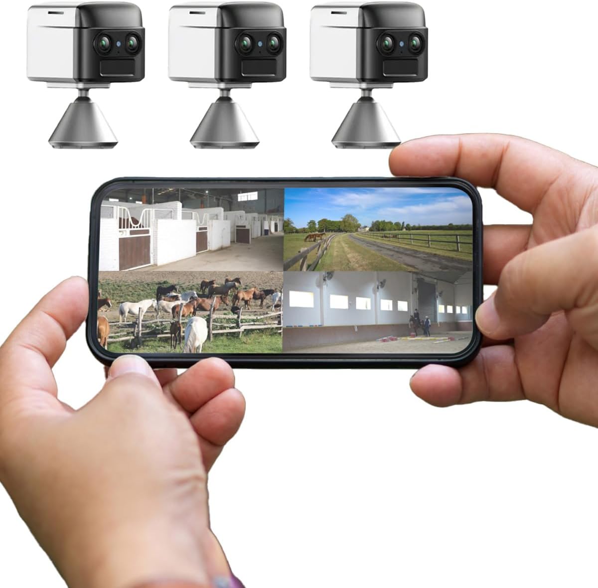 NomadEye Wireless Horse Trailer Camera – 4K Live Video & 2-Way Audio – WiFi Connect – Magnetic Mount – 15Hrs Recording – Night Vision – iOS & Android App (3 Pack)