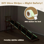 73" Dog Ramp for Bed, Pet Ramp with Removable Side Rail and Non-Slip Surface, Pet Ramp for Small & Large & Senior Dogs with Rest Platform and DIY Glow Strips,Dog Stairs for Couch, Brown