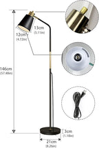 Floor Lamp, Industrial Floor Lamps for Living Rooms Rustic Farmhouse Reading Standing Floor Lamp Adjustable Metal Heads Indoor Task Lighting for Living Room Bedroom Office Home Décor (Black)