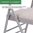 Amazing for less Pack of 2 (Fabric/Vinyl) Steel Frame Metal Foam Padded Folding Chairs (Black, Gray, White) (2-Pack - Fabric White)