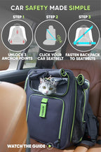 Cat Backpack Carrier & Dog Car Seat for Small Pets Up to 25 lbs - Expandable Cat Carrier Backpack with Breathable Mesh - Waterproof for Travel - 3 in 1