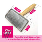 Pet Slicker Brush for Large Dogs, Wooden Handle, Gently Remove Tangled and Mats Hair, Pet Grooming Brush Tool, Sheepskin Wool Carders (3.85")