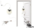 Interactive Cat Toys for Indoor Cats - [2025 New] Elastic Cat Feather Toys with Lamb-Shaped Puzzle Dispenser, Hanging Enrichment Toy That Delivers Joy and Award