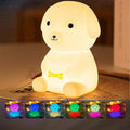 Puppy Night Light for Adults Kids,Kawaii Dog Lamp 7 Colors & 2 Brightness 20/40min Timer,Soft Silicone Night Light Rechargeable Light Table Lamp Bedside Lamp,Room Decor Gifts for Boys Girls