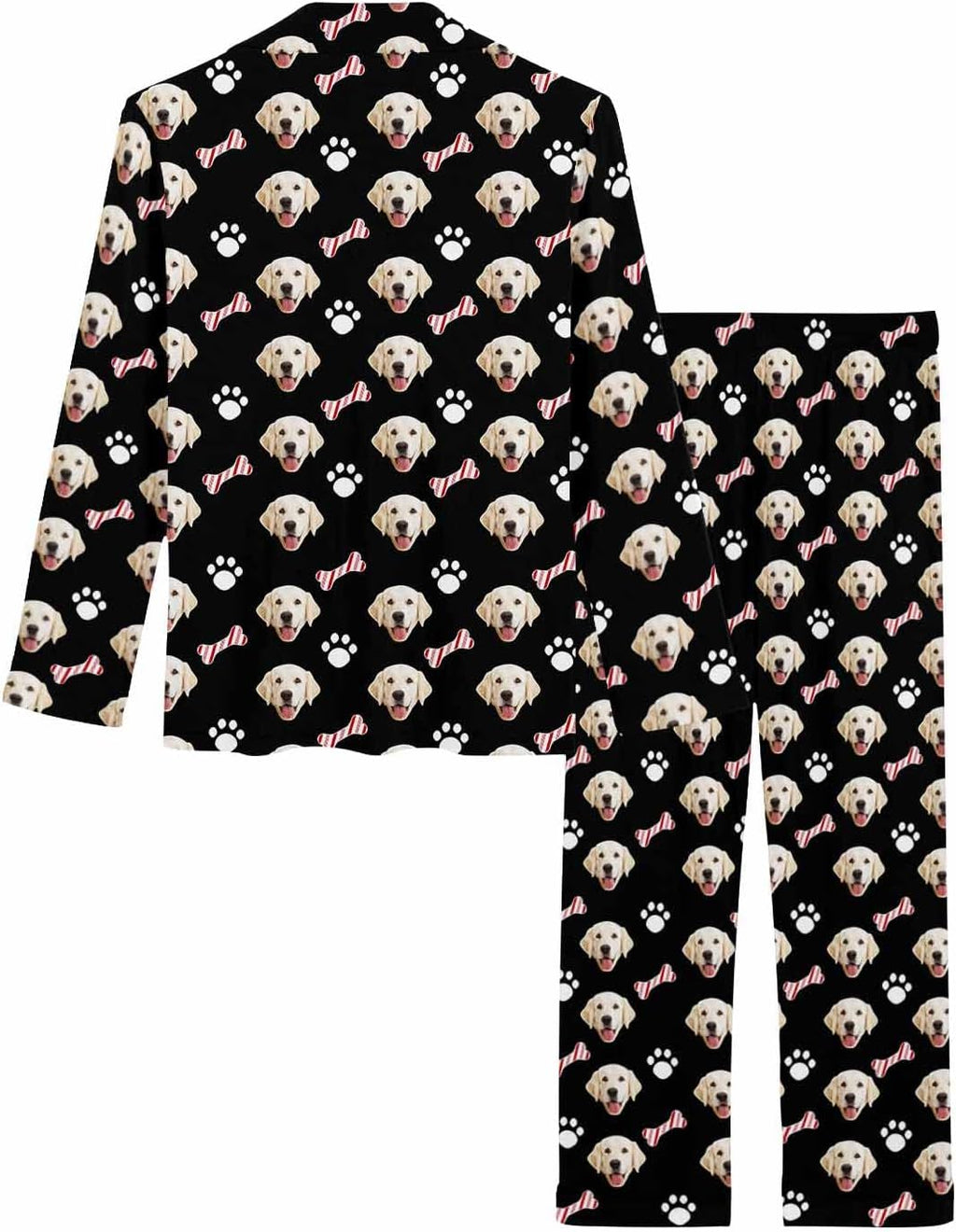 MyPupSocks Custom Face Pajamas for Women Set, Personalized Photo Long Sleepwear XS-XXL