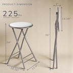 Lavish Home Folding Stool - Backless 24-Inch Stool with 225lb Capacity for Kitchen or Rec Room - Portable Indoor Counter Bar Stools (White)