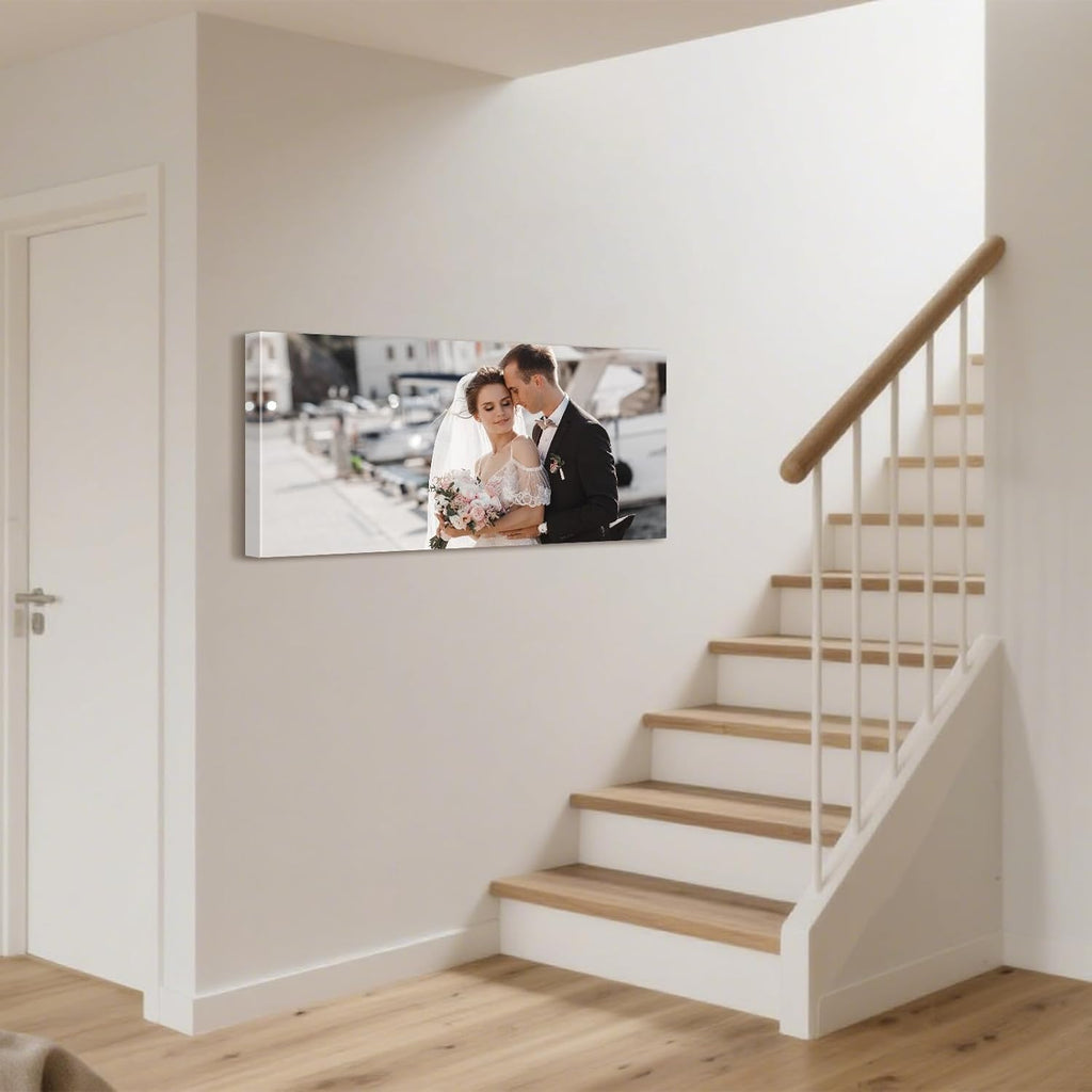 Personalized Custom Canvas Prints with Your Photos & Text, Customized Picture Print, Transform Own Images Into Framed Wall Art Digitally Printed Photo to Canvas, Keepsakes Gifts for Family 16x8’’