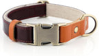 Plutus Pet Genuine Leather & Hemp Dog Collar – Adjustable Heavy Duty Pet Collar with Quick Release Metal Buckle, Soft & Stylish for Puppy and Small, Medium, Large Dogs (Copper Brown, L)