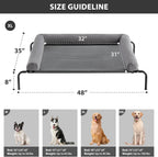 RRPETHOME Large Elevated Cooling Dog Bed, Raised Dog Cot Beds for Large Dogs, Elevated Outdoor Pet Bed, Chew Proof Portable Cooling Pet Cot with Skid-Resistant Feet and Breathable Mesh