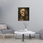 Quorin Gothic Skeleton Wall Art Goth Skull Champagne Wall Decor Dark Academia Pictures Horror Canvas Print Painting Artwork for Bathroom Living Room Bedroom 20"x24"
