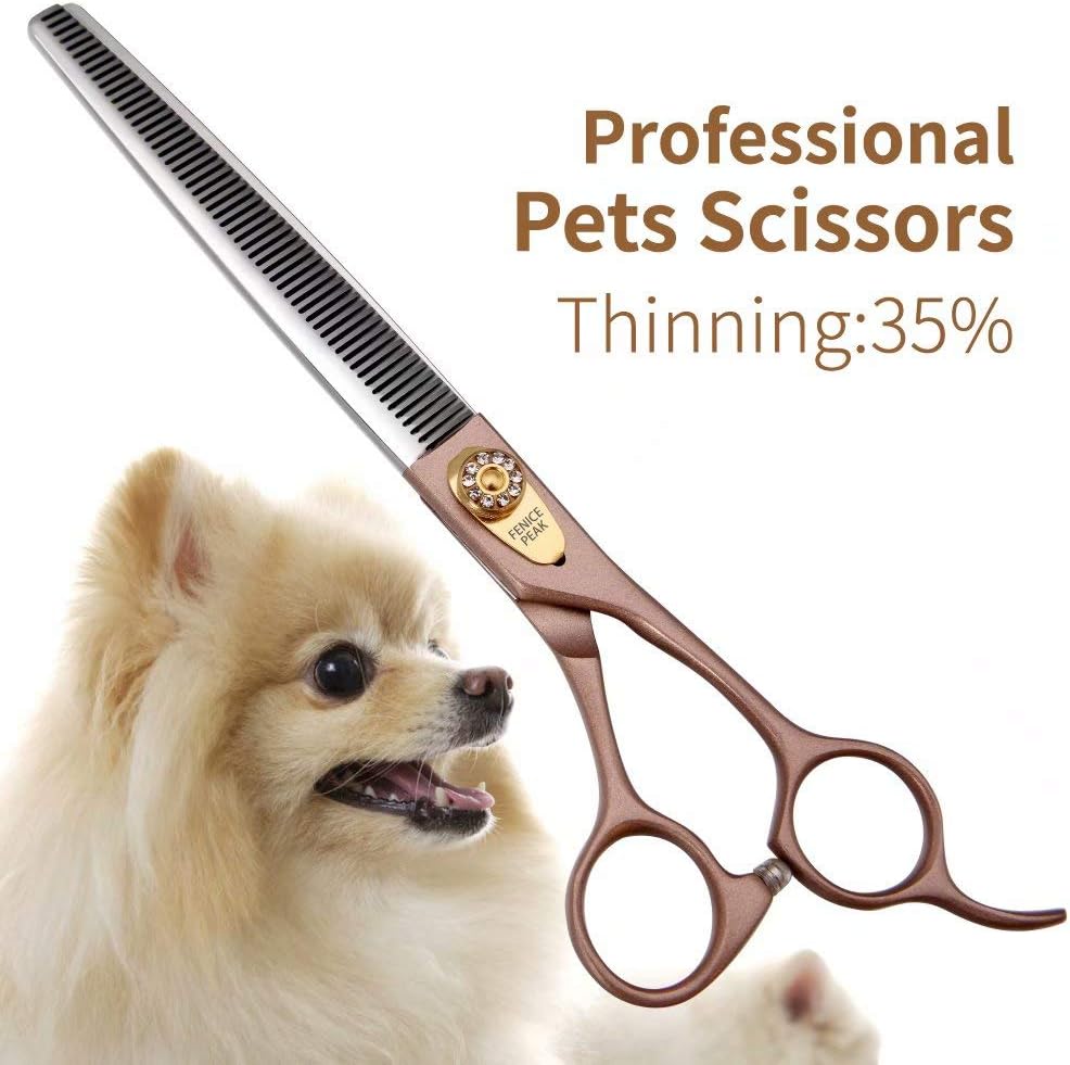 Fenice Peak Professional Thinning Scissors for Dog Cat 7/7.5'' Pet Grooming Scissors 440C Stainless Steel Thinning Shears for Dogs 50/56 Teeth