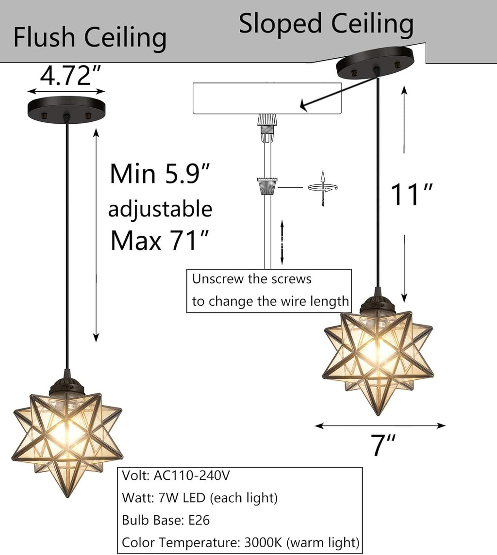 Clear Glass Chandeliers Lighting Pendant Lights for Kitchen Island Dining Room Light Fixture Chandeliers Hanging Light with Warm Light Bulb