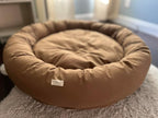 Organic Cotton Canvas Dog Bed: Removable Cover, Natural Fill - Made in USA (Medium Brown, Large 35" x 8" inches)