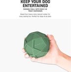 Dog Friendly Co. Penta Ball | Dog Treat Ball | Durable Treat Dispensing Toy | Heavy-Duty Silicone | Mentally & Physically Stimulating Play for All Breeds | Dark Green | Medium