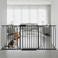 62.2"-71.65" Extra Wide Auto Closing Baby Safety Gate for Stairs & Doorways, Pressure Mounted No Drill Pet Gate with Walk-Through Door - Heavy Duty Childproof Gate for Toddlers, Kids, Dogs (Black)