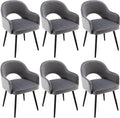 DUOMAY Swivel Dining Chair Set of 6, Velvet Upholstered Side Chair Modern Accent Guest Chair Home Office Desk Chair with No Wheels for Dining Room Living Room Office, Grey
