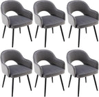 DUOMAY Swivel Dining Chair Set of 6, Velvet Upholstered Side Chair Modern Accent Guest Chair Home Office Desk Chair with No Wheels for Dining Room Living Room Office, Grey