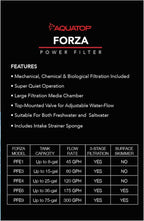 Aquatop Forza 45 GPH Power Filter for Aquariums – for 5-15 Gal Freshwater & Saltwater – Advanced Filtration Design for Crystal Clear Water – PFE-1